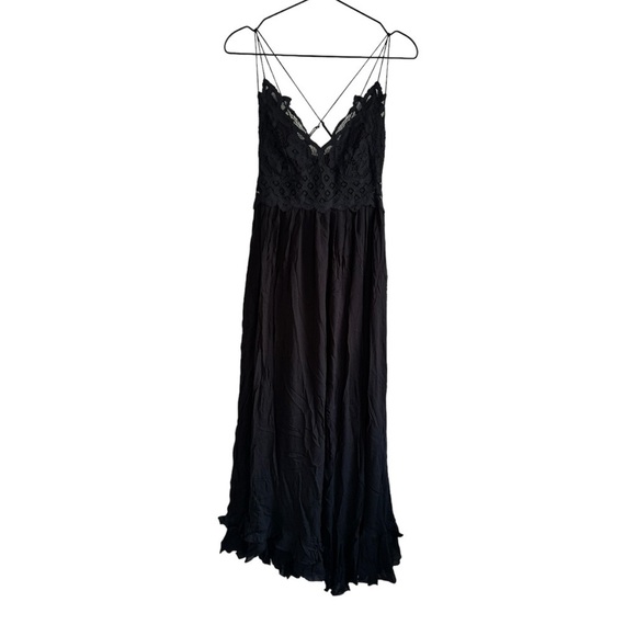 Free People Adella Maxi Slip Dress Black Large - Picture 3 of 8